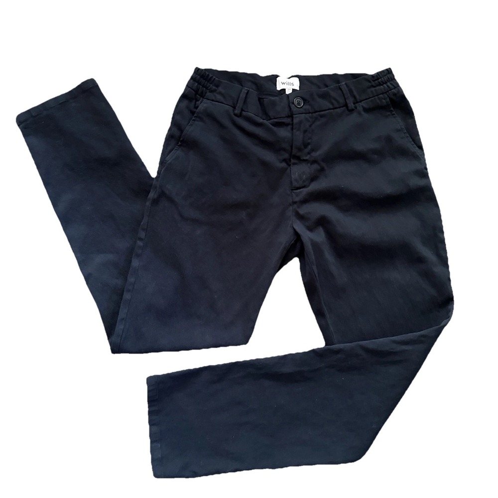 Wills Huckberry Garment Dyed Easy Trouser Men 34x33 Navy Stretch Chino Pants